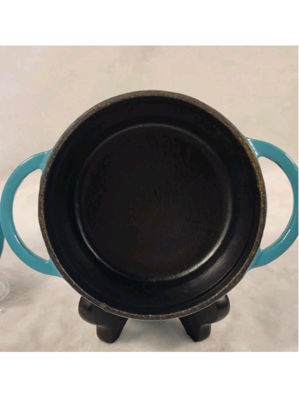 Fiesta Enameled Cast Iron Mini Dutch Oven Casserole Turquoise 0.35qt RETIRED - Picture 4 of 10
